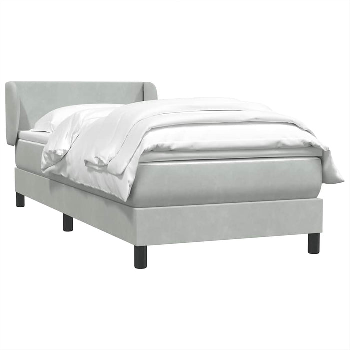 Pat box spring cu saltea, gri deschis, 80x220 cm, catifea - WALTI WALTI