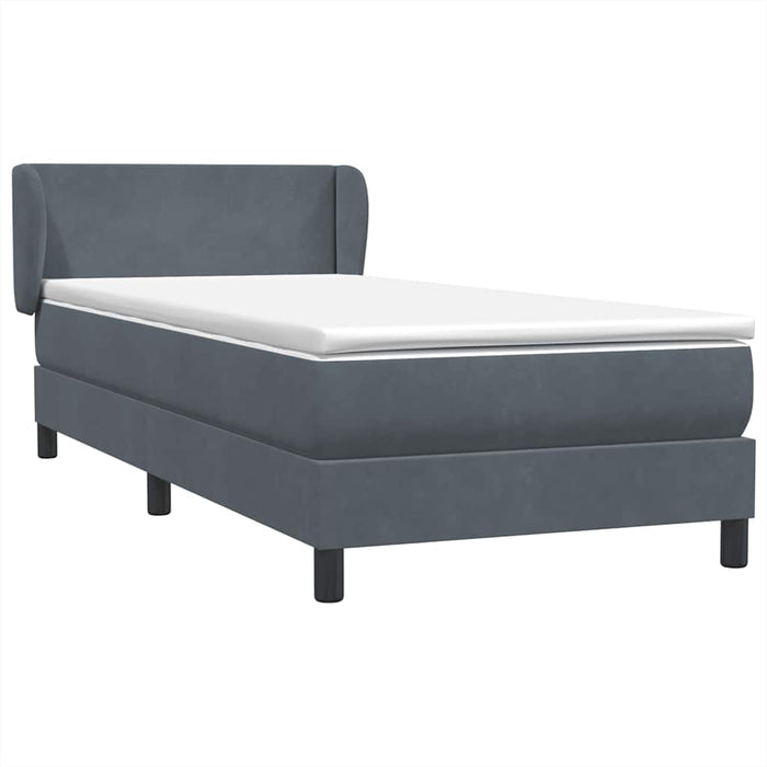 Pat box spring cu saltea, gri închis, 80x220 cm, catifea WALTI