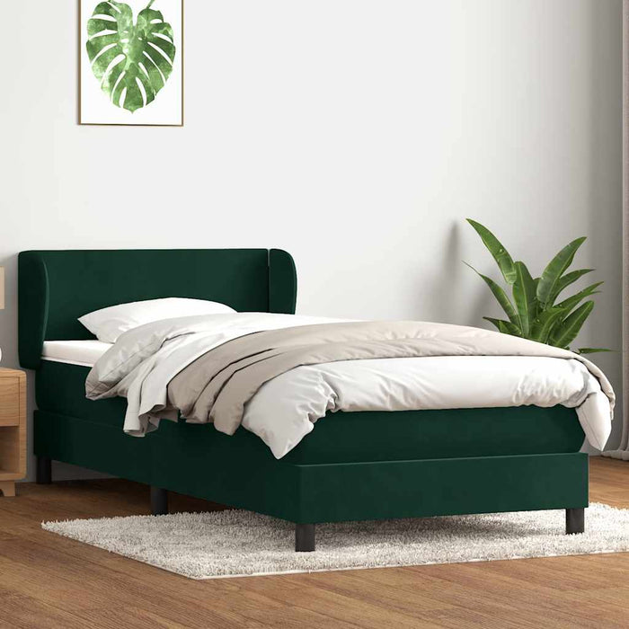 Pat box spring cu saltea, verde închis, 80x220 cm, catifea - WALTI WALTI