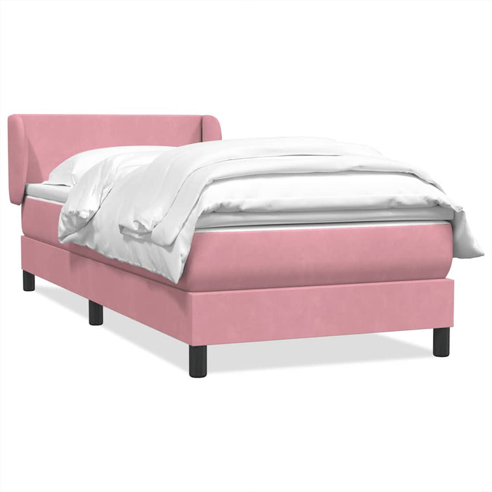 Pat box spring cu saltea, roz, 90x220 cm, catifea - WALTI WALTI