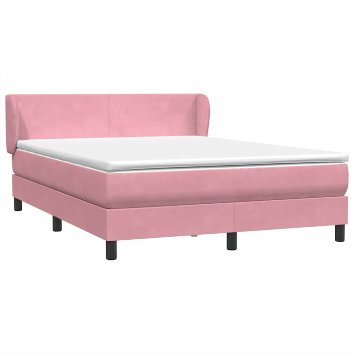Pat box spring cu saltea, roz, 140x220 cm, catifea - WALTI WALTI