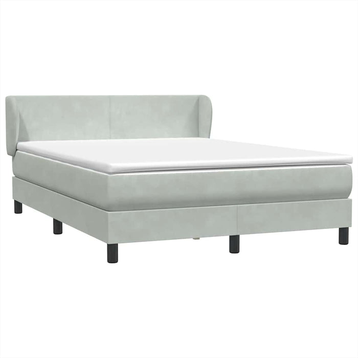 Pat box spring cu saltea, gri deschis, 160x220 cm, catifea - WALTI WALTI