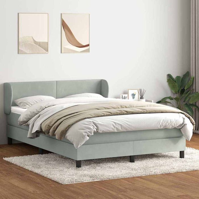 Pat box spring cu saltea, gri deschis, 160x220 cm, catifea - WALTI WALTI