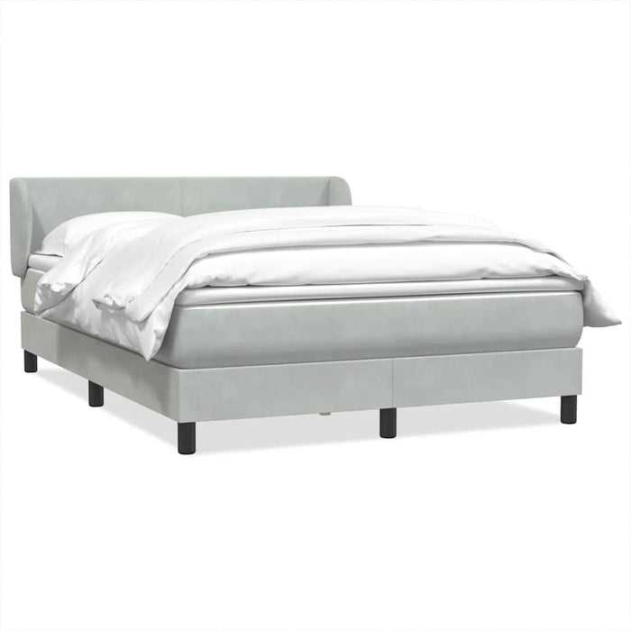 Pat box spring cu saltea, gri deschis, 160x220 cm, catifea - WALTI WALTI