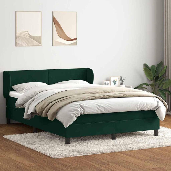 Pat box spring cu saltea, verde închis, 160x220 cm, catifea WALTI