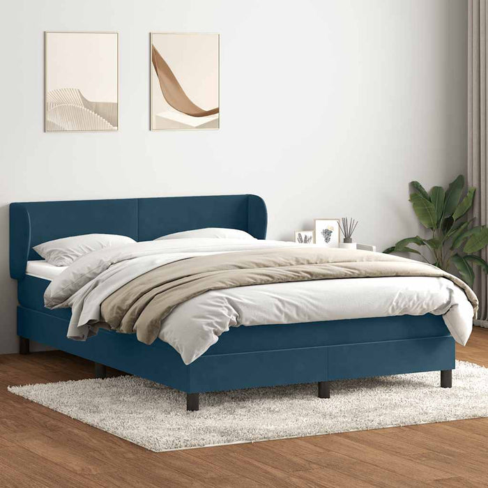 Pat box spring cu saltea, albastru închis, 160x220 cm, catifea WALTI
