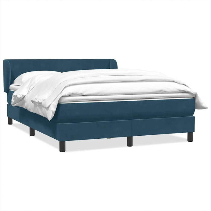 Pat box spring cu saltea, albastru închis, 160x220 cm, catifea WALTI