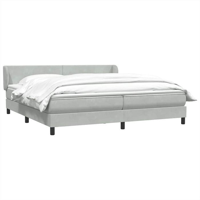 Pat cu arcuri cu saltele gri deschis 180x220 cm catifea WALTI