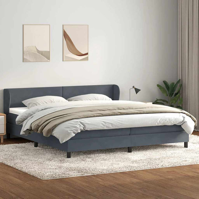 Pat cu arcuri cu saltele gri închis 180x220 cm catifea WALTI