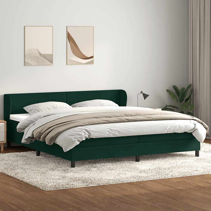 Pat cu arcuri cu saltele verde închis 180x220 cm catifea WALTI
