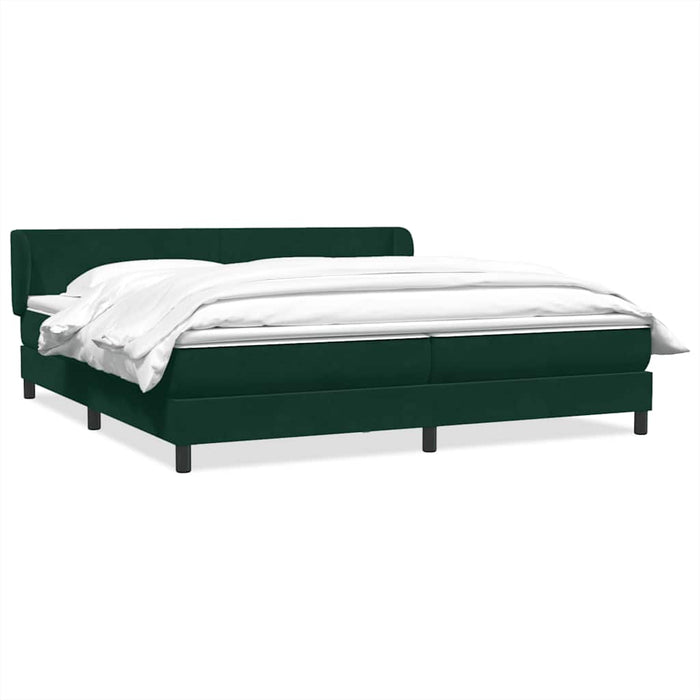 Pat cu arcuri cu saltele verde închis 180x220 cm catifea WALTI