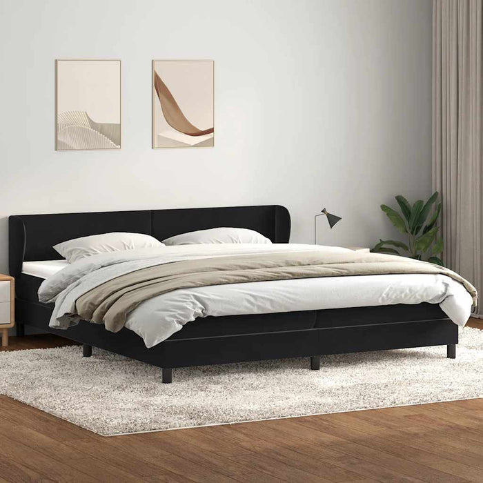 Pat cu arcuri cu saltele negru 200x220 cm catifea WALTI