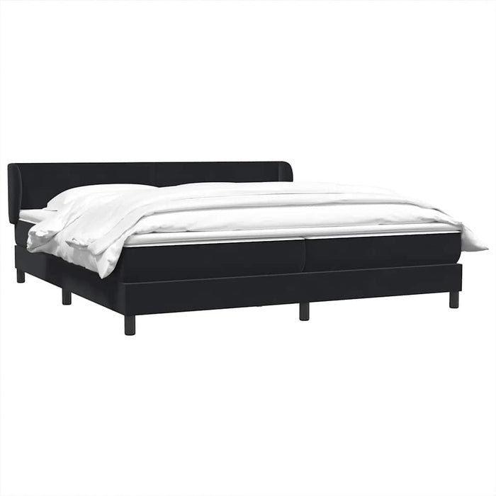 Pat cu arcuri cu saltele negru 200x220 cm catifea WALTI