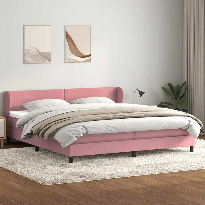 Pat cu arcuri cu saltele roz 200x220 cm catifea WALTI