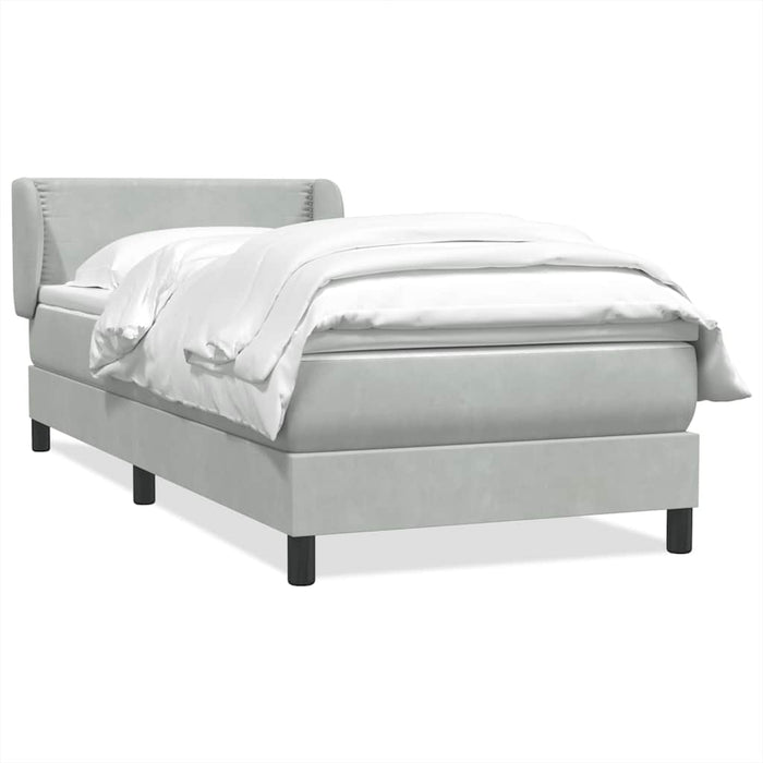 Pat box spring cu saltea, gri deschis, 80x210 cm, catifea WALTI