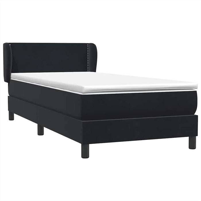 Pat box spring cu saltea, negru, 80x210 cm, catifea WALTI