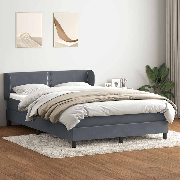 Pat box spring cu saltea, gri închis, 160x210 cm, catifea WALTI
