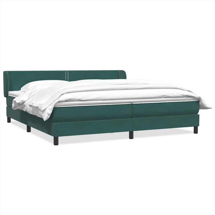 Pat cu arcuri cu saltele verde închis 180x210 cm catifea WALTI