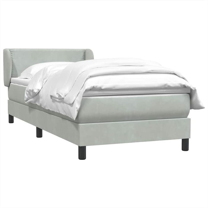 Pat box spring cu saltea, gri deschis, 80x220 cm, catifea - WALTI WALTI