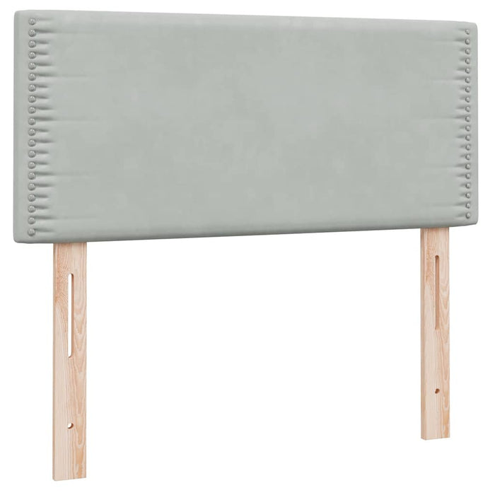 Pat box spring cu saltea, gri deschis, 80x220 cm, catifea - WALTI WALTI