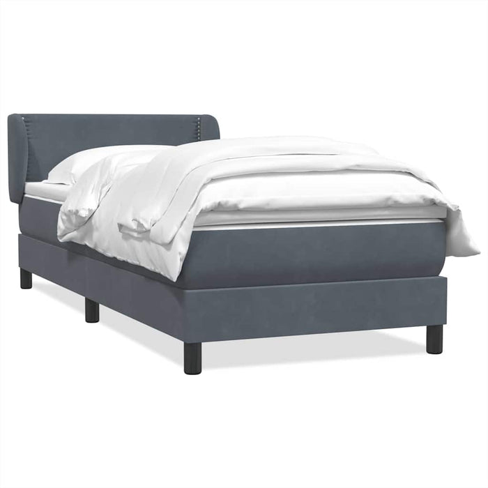 Pat box spring cu saltea, gri închis, 90x220 cm, catifea - WALTI WALTI