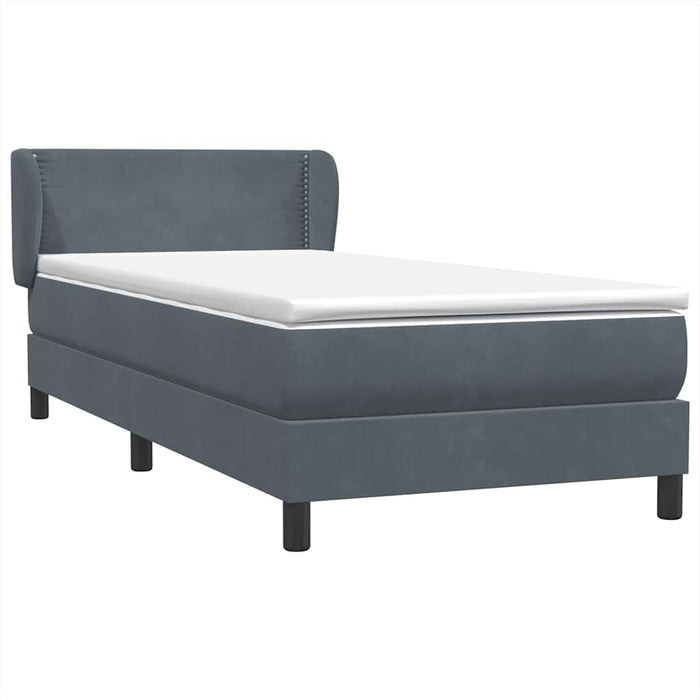 Pat box spring cu saltea, gri închis, 90x220 cm, catifea - WALTI WALTI