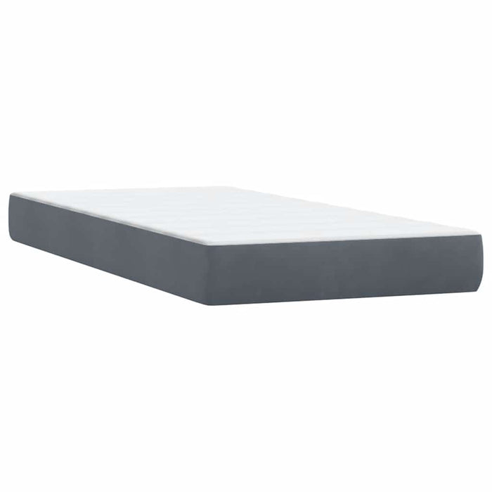 Pat box spring cu saltea, gri închis, 90x220 cm, catifea - WALTI WALTI