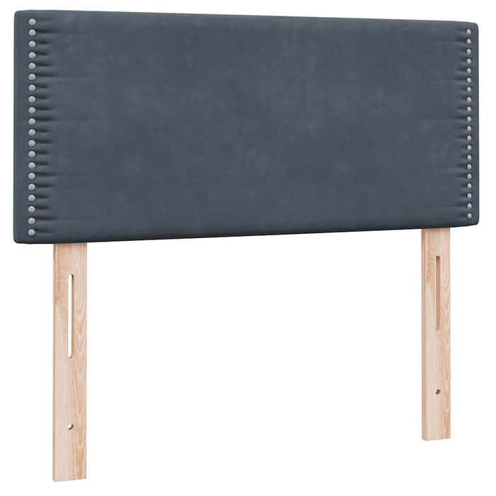 Pat box spring cu saltea, gri închis, 90x220 cm, catifea - WALTI WALTI