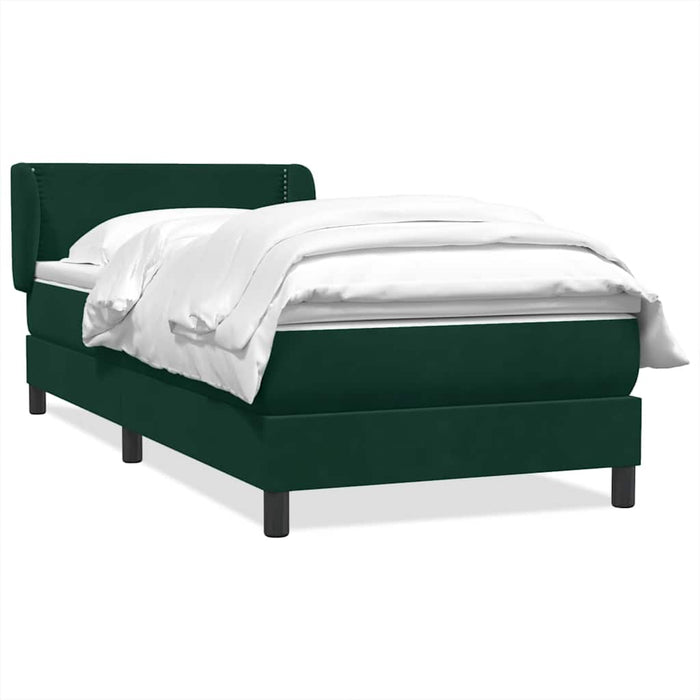 Pat box spring cu saltea, verde închis, 100x220 cm, catifea WALTI