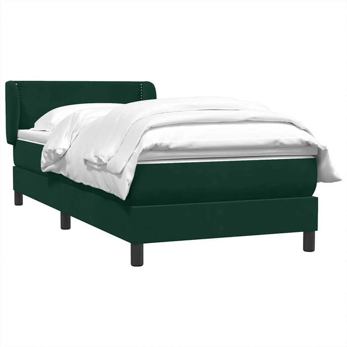 Pat box spring cu saltea, verde închis, 100x220 cm, catifea WALTI