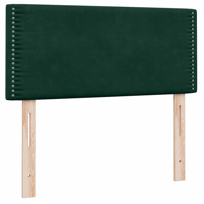 Pat box spring cu saltea, verde închis, 100x220 cm, catifea WALTI