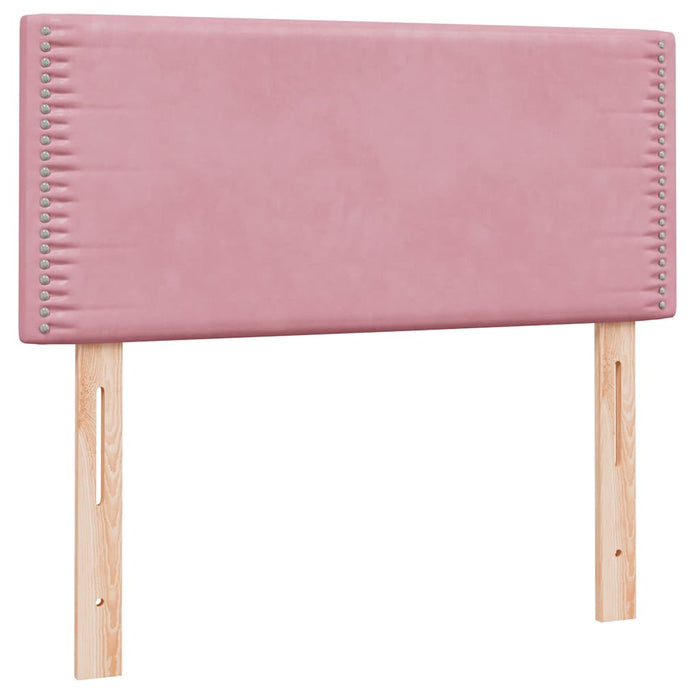 Pat box spring cu saltea, roz, 100x220 cm, catifea WALTI