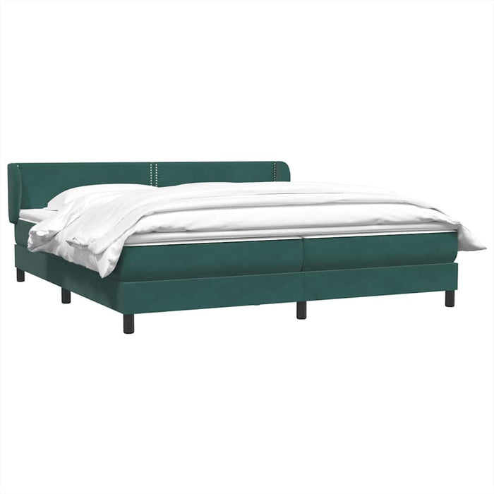 Pat cu arcuri cu saltele verde închis 180x220 cm catifea - WALTI WALTI