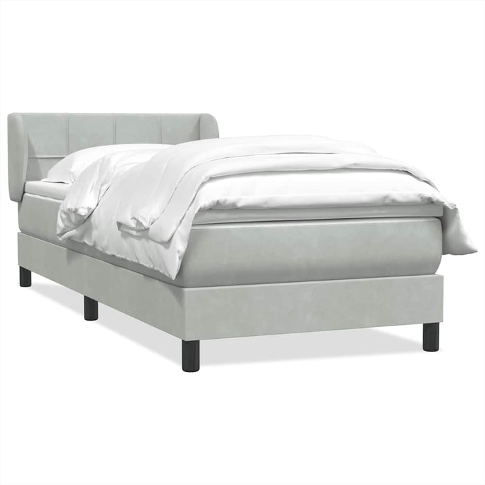 Pat box spring cu saltea, gri deschis, 80x210 cm, catifea - WALTI WALTI