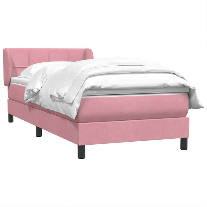 Pat box spring cu saltea, roz, 100x210 cm, catifea WALTI