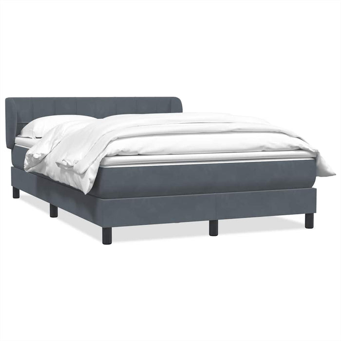 Pat box spring cu saltea, gri închis, 140x210 cm, catifea WALTI
