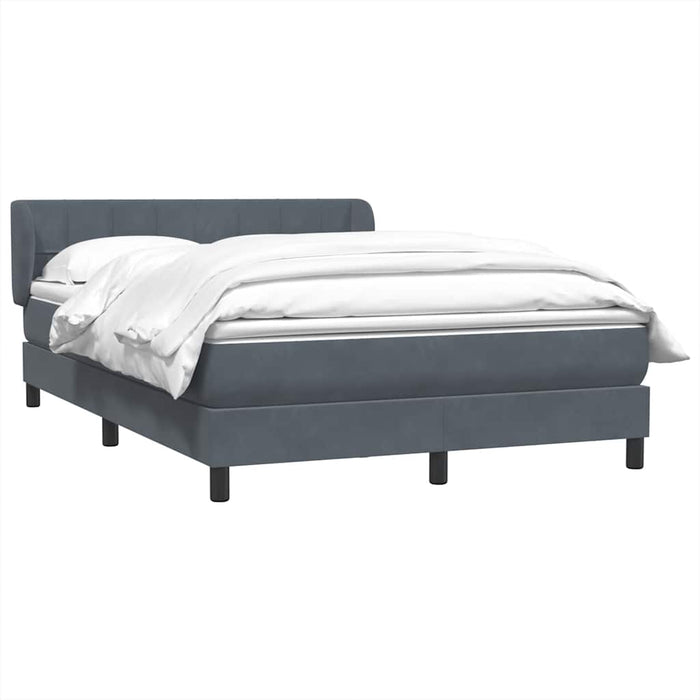 Pat box spring cu saltea, gri închis, 140x210 cm, catifea WALTI