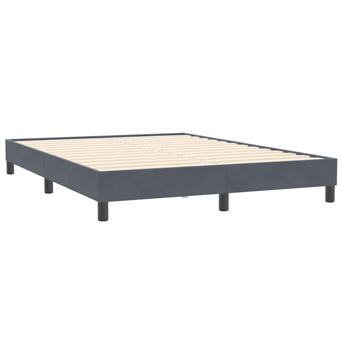 Pat box spring cu saltea, gri închis, 140x210 cm, catifea WALTI