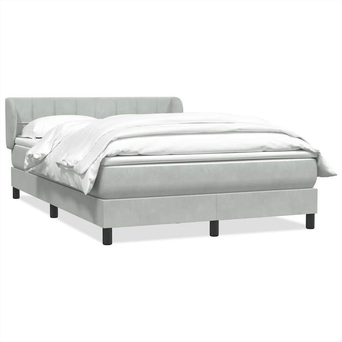 Pat box spring cu saltea, gri deschis, 160x210 cm, catifea - WALTI WALTI
