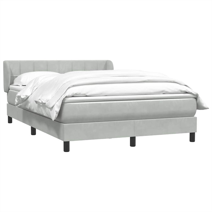 Pat box spring cu saltea, gri deschis, 160x210 cm, catifea - WALTI WALTI