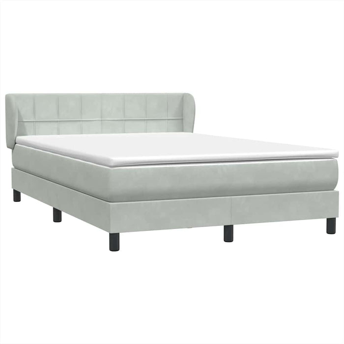 Pat box spring cu saltea, gri deschis, 160x210 cm, catifea - WALTI WALTI