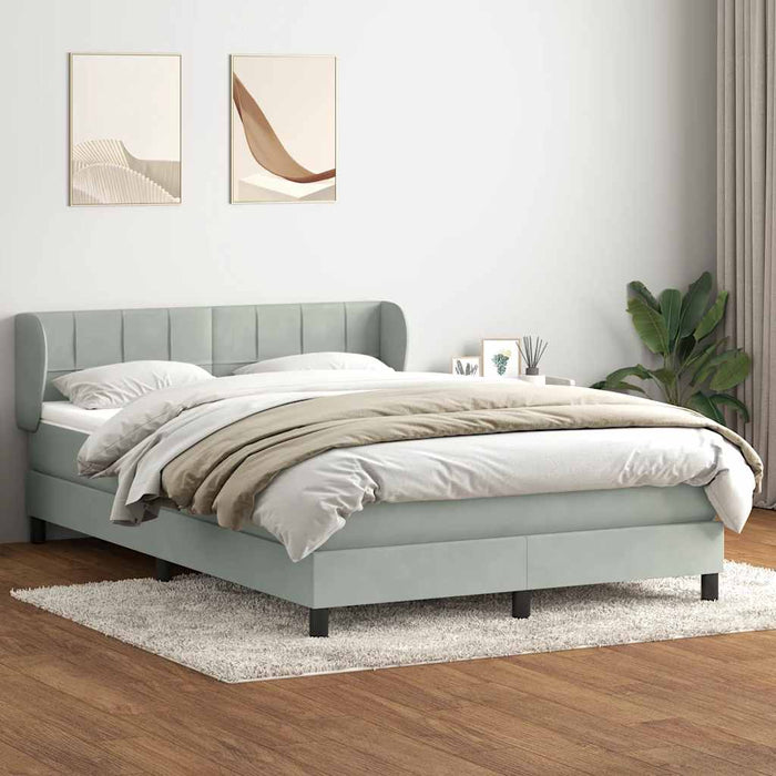 Pat box spring cu saltea, gri deschis, 160x210 cm, catifea - WALTI WALTI