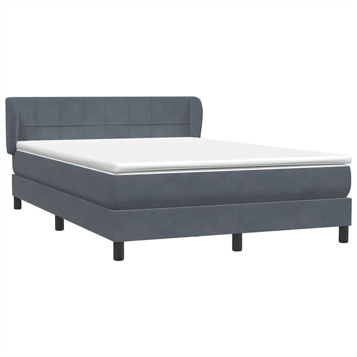 Pat box spring cu saltea, gri închis, 160x210 cm, catifea WALTI