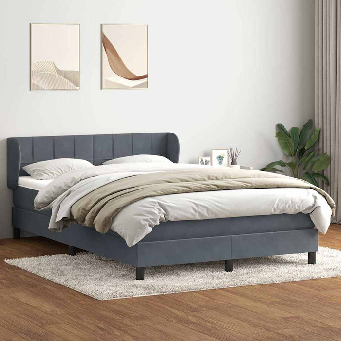 Pat box spring cu saltea, gri închis, 160x210 cm, catifea WALTI