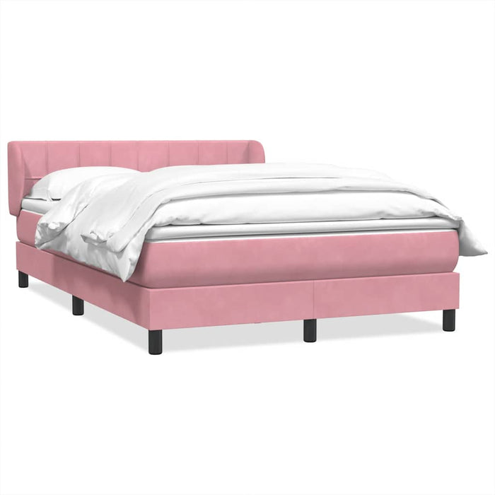 Pat box spring cu saltea, roz, 160x210 cm, catifea WALTI
