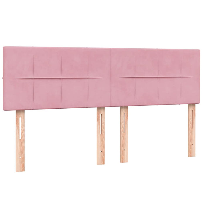 Pat box spring cu saltea, roz, 160x210 cm, catifea WALTI
