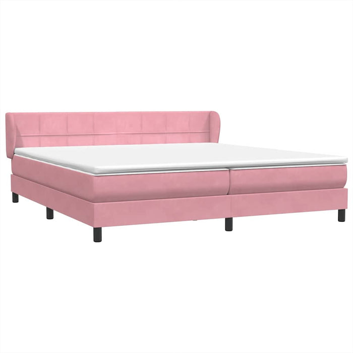Pat cu arcuri cu saltele roz 180x210 cm catifea WALTI