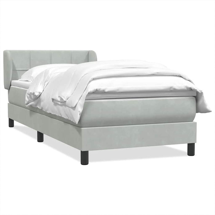 Pat box spring cu saltea, gri deschis, 80x220 cm, catifea - WALTI WALTI