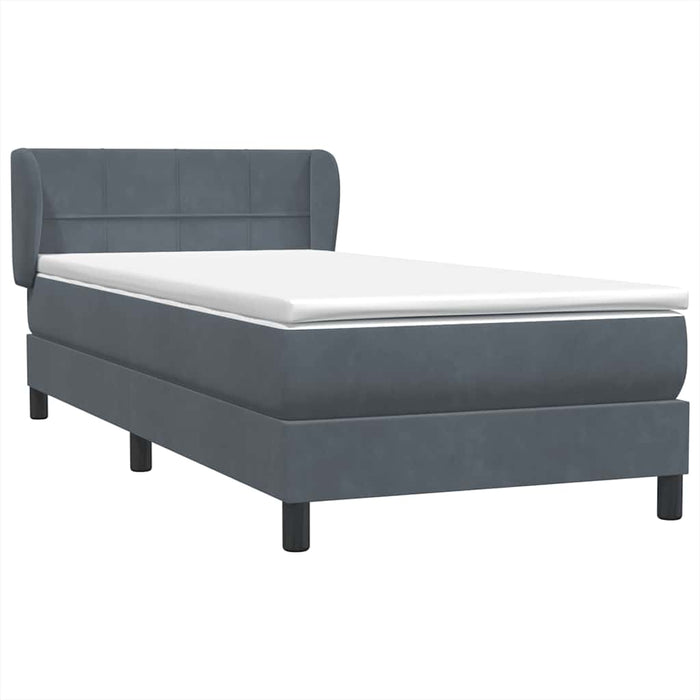 Pat box spring cu saltea, gri închis, 80x220 cm, catifea - WALTI WALTI