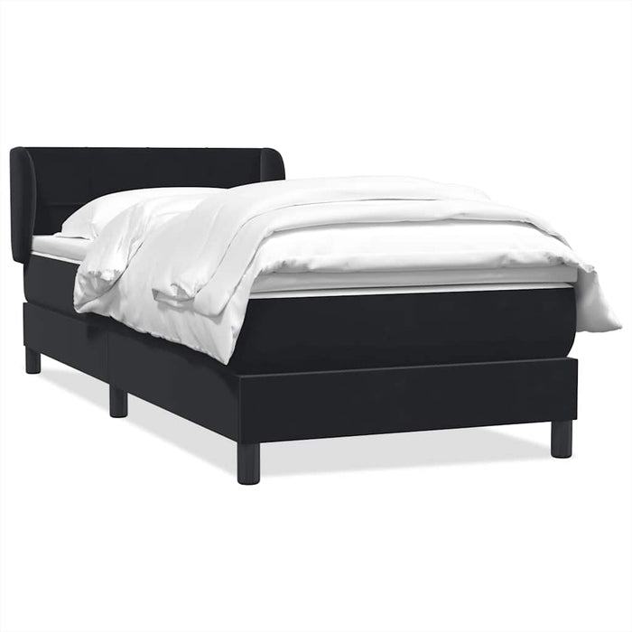 Pat box spring cu saltea, negru, 80x220 cm, catifea WALTI